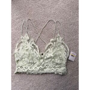 Free People Intimately Lace Bralette Light Green M/M Cropped Boho Festival